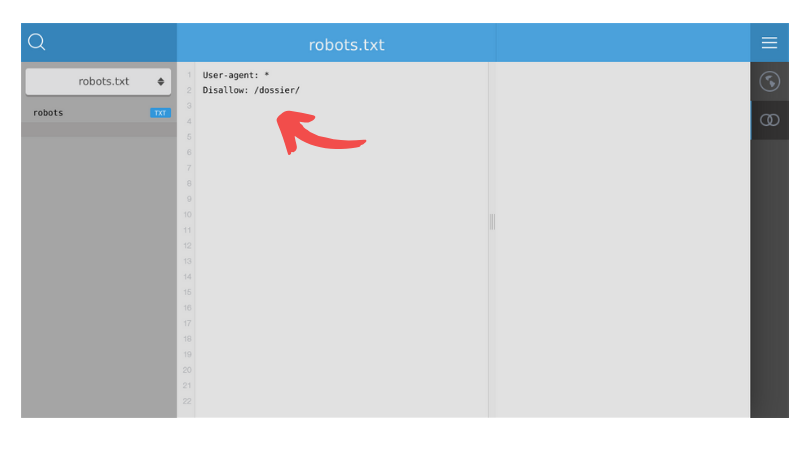 Exemple de dossier bloqué aux robots d'indexation dans le fichier robots.txt